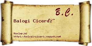 Balogi Ciceró névjegykártya